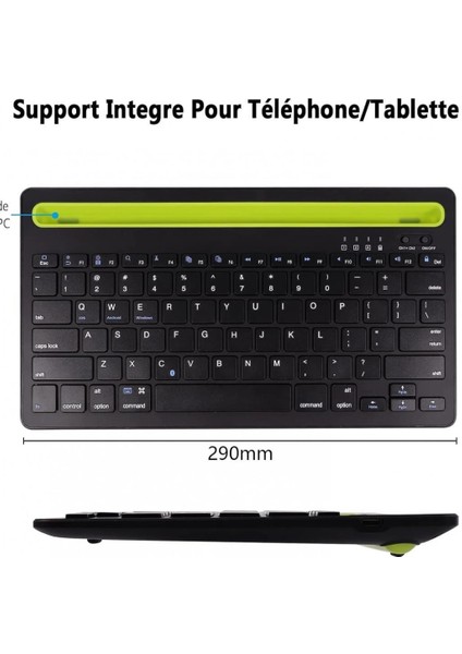 Huawei Mediapad T5 10.1" Uyumlu Kablosuz Bluetooth Şarj Edilebilir Tablet Telefon Standlı Klavye - Yeşil