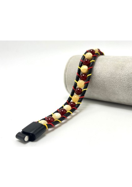 Sertifikalı Gs Kalın Deri Doğal Taş Bileklik Kilit Kapama Kalsit ve Akik Taşı modelleri