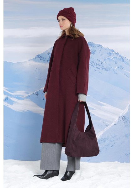 Süet Tote Çanta Bordo