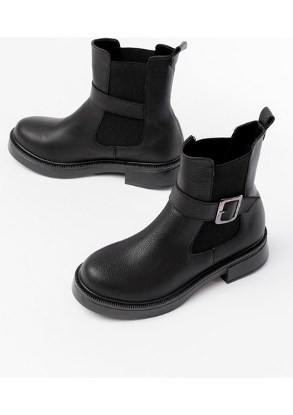 Infon Ayakkabı Marketi 02-2004 Siyah Toka Aksesuarlı Lastikli Günlük Kadın Bot fırsatları