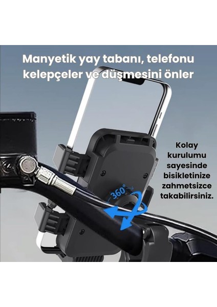 Ultra Sağlam Stabil Gidona Takılan Telefon Tutucu, Motosiklet, Scooter, Bisiklet Uyumlu