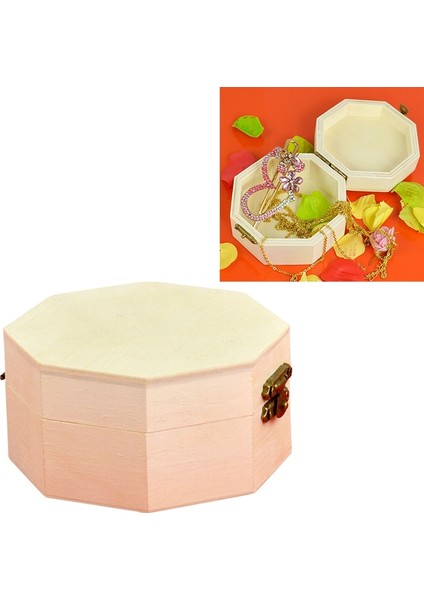 Sekizgen Takı Bitirme Depolama Ahşap Kutu Ambalaj Hediye Kutusu 9.7X10X5.1CM (Yurt Dışından)