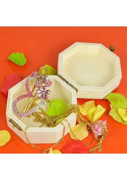 Sekizgen Takı Bitirme Depolama Ahşap Kutu Ambalaj Hediye Kutusu 9.7X10X5.1CM (Yurt Dışından)