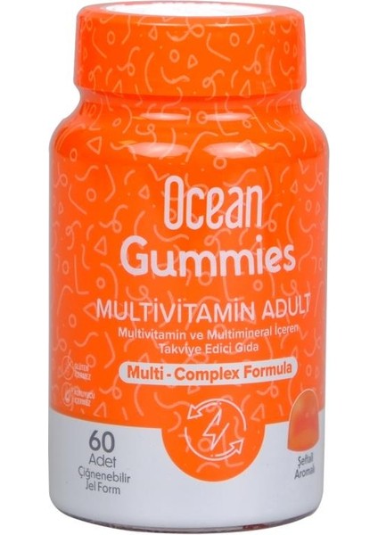 Ocean Gummies Multivimatimin Adult Takviye Edici Gıda 60 Adet Çiğnenebilir Jel Form