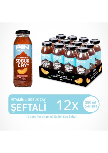 Şeftali Aromalı Soğuk Çay - Şekersiz & Kalorisiz - 250 ml x 12 Adet