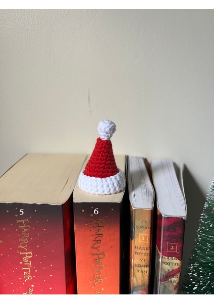Sevimli Amigurumi Örgü Yılbaşı Noel Şapkası Kitap Ayracı,kitap Aksesuarı,kitap Severler Için Hediye