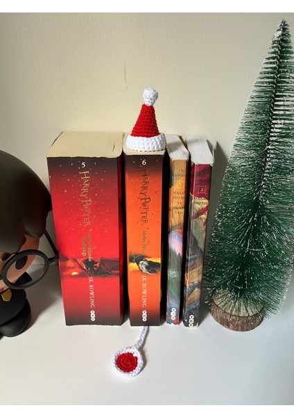 Sevimli Amigurumi Örgü Yılbaşı Noel Şapkası Kitap Ayracı,kitap Aksesuarı,kitap Severler Için Hediye