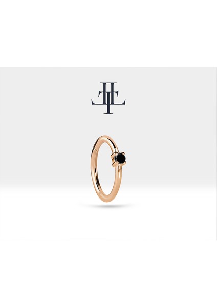 Siyah Pırlantalı Halka Piercing Küpe, 12 mm , 1.2 Mm, 14K Sarı-Beyaz-Kırmızı Altın | LE00001B