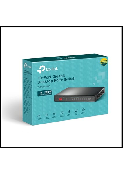 Tp-Lınk TL-SG1210MP, 10 Port, Gigabit, 8 Port Poe, +1 Port Gigabit Sfp, 123W, Yönetilebilir, Metal Kasalı Switch