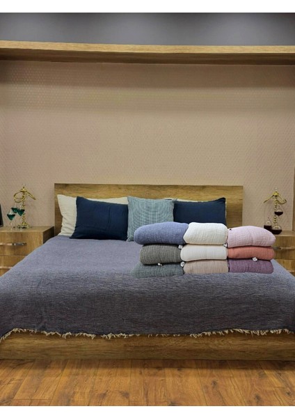 Antrasit Renk 7 Katlı Çift Taraflı Dolgulu Çift Kişilik Müslin Battaniye Pamuk 230 x 240 cm modelleri