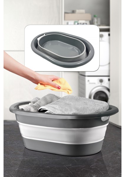 Büyük Boy Katlanır Çamaşır Sepeti 25 Litre - Katlanabilir Katlanabilen Kirli Temiz Çamaşır Selesi