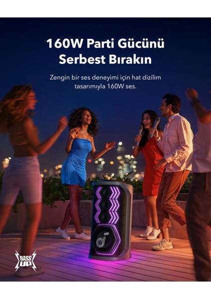 Soundcore Rave 3 AI Karaoke Bluetooth Hoparlör - 160 W Güçlü Ses - 12 Saat Çalma Süresi - A31A3 modelleri