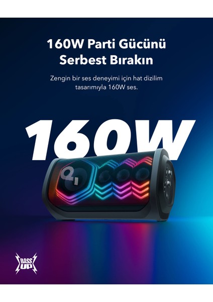 Soundcore Rave 3 AI Karaoke Bluetooth Hoparlör - 160 W Güçlü Ses - 12 Saat Çalma Süresi - A31A3