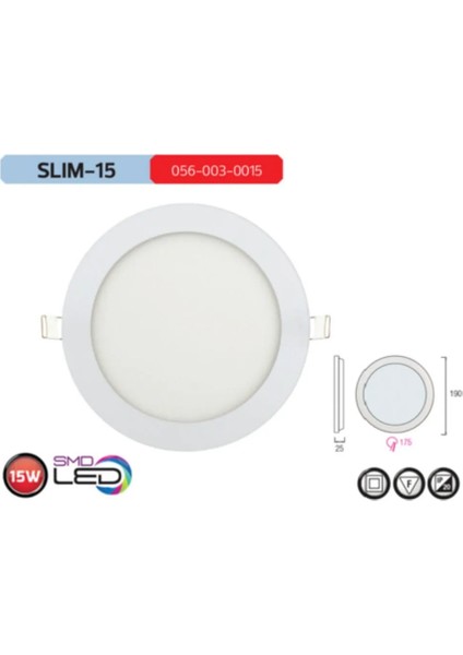 15W Slim LED Sıva Altı Panel Beyaz Işık