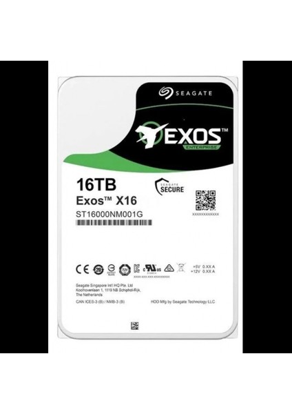 Exos X16, ST16000NM001G, 3.5&quot;, 16TB, 256MB, 7200 Rpm, 7/24 Enterprise, Data Center-Güvenlik-Nas-Server, HDD