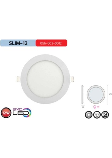 12W Slim LED Panel Sıva Altı Beyaz Işık