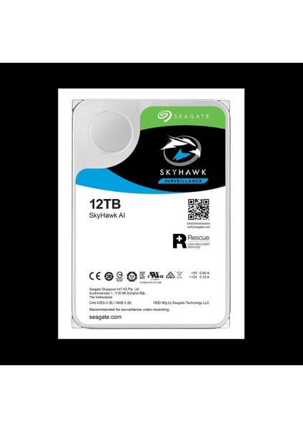 Skyhawk Aı, ST12000VE001, 3.5&quot;, 12TB, 256MB, 7200RPM, Güvenlik, HDD