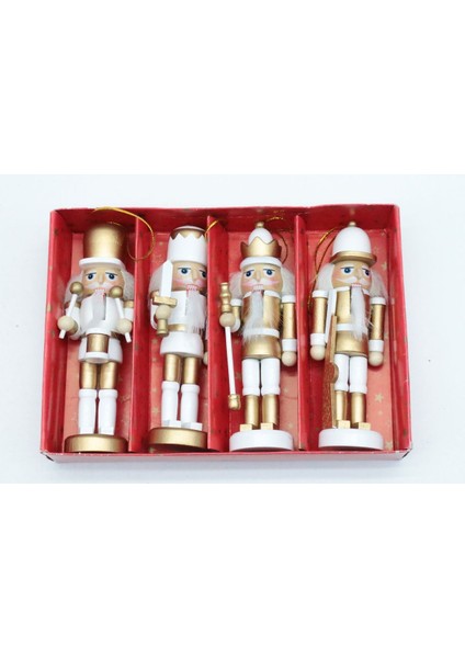 Beyaz, Altın Nutcracker Set 12,5 cm (4 Parça)