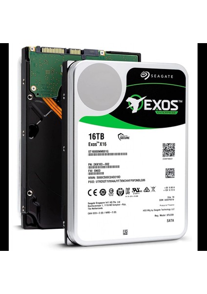 Exos X16, ST16000NM001G, 3.5&quot;, 16TB, 256MB, 7200 Rpm, 7/24 Enterprise, Data Center-Güvenlik-Nas-Server, HDD