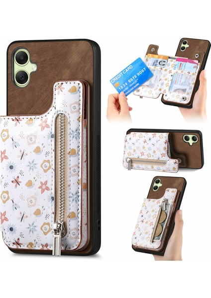 Samsung Galaxy A06 Rfıd Engelleme Kickstand Cüzdan Deri + Tpu Telefon Kapağı (Yurt Dışından)