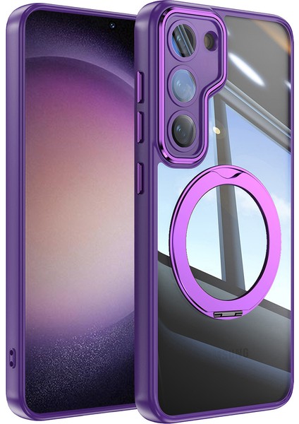 Samsung Galaxy S23 Plus Dönebilen Manyetik Kickstand Tpu+Pc Telefon Kılıfı, Lens Filmi (Yurt Dışından)
