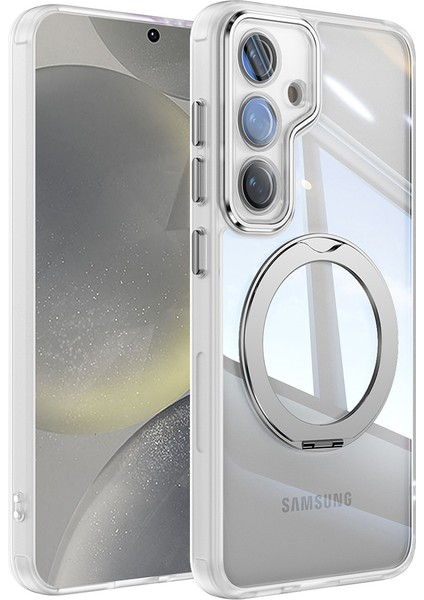 Samsung Galaxy S24 Dönebilen Manyetik Kickstand Tpu + Pc Telefon Kapağı Lens Filmi ile (Yurt Dışından)