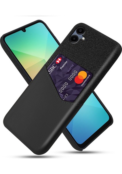 Samsung Galaxy A06 Kumaş Doku Pu Deri Sert Pc Kart Yuvası Telefon Kapağı (Yurt Dışından)