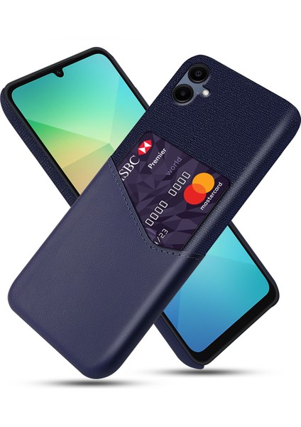 Samsung Galaxy A06 Kumaş Doku Pu Deri Sert Pc Kart Yuvası Telefon Kapağı (Yurt Dışından)