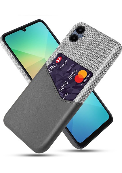 Samsung Galaxy A06 Kumaş Doku Pu Deri Sert Pc Kart Yuvası Telefon Kapağı (Yurt Dışından)