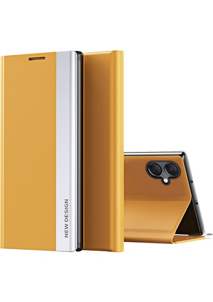 Samsung Galaxy A06 Standlı Düşmeyi Önleyici Deri Telefon Kılıfı (Yurt Dışından)
