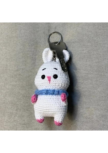 Uretti El Örgüsü Amigurumi Beyaz Tavşan Anahtarlık