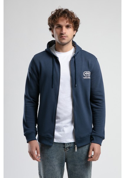 Maıden Lacivert Kapüşonlu Nakışlı Standard Fit Erkek Sweatshirt