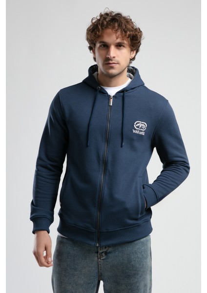 Maıden Lacivert Kapüşonlu Nakışlı Standard Fit Erkek Sweatshirt fiyatları