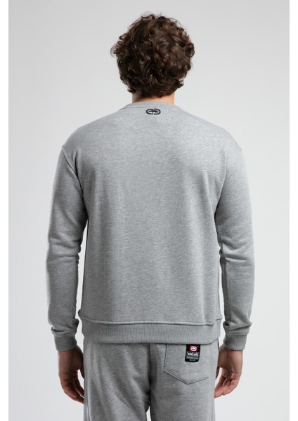 Lıberty Gri Bisiklet Yaka Baskılı Loose Fit Erkek Sweatshirt modelleri