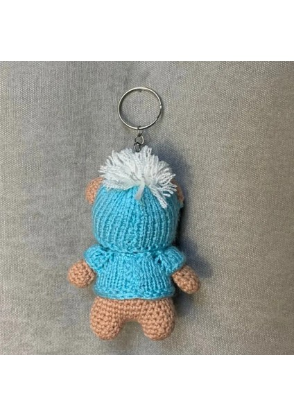 Uretti El Örgüsü Amigurumi Pijamalı Ayı Anahtarlık - Kahverengi