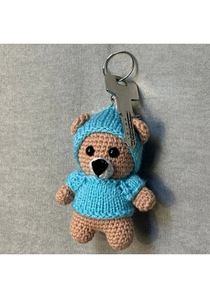 Uretti El Örgüsü Amigurumi Pijamalı Ayı Anahtarlık - Kahverengi