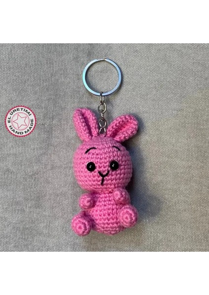 Uretti El Örgüsü Amigurumi Sevimli Tavşan Anahtarlık - Pembe