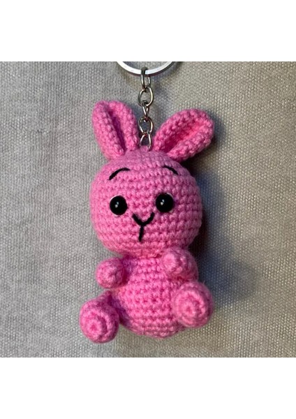 Uretti El Örgüsü Amigurumi Sevimli Tavşan Anahtarlık - Pembe