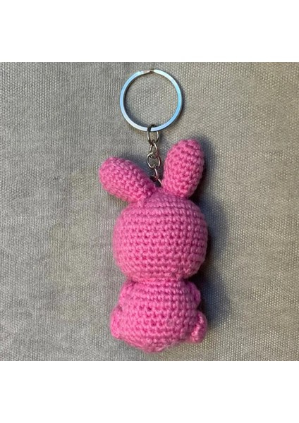 Uretti El Örgüsü Amigurumi Sevimli Tavşan Anahtarlık - Pembe