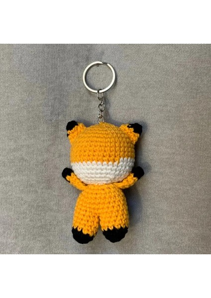 El Örgüsü Amigurumi Sevimli Tilki Anahtarlık - Sarı