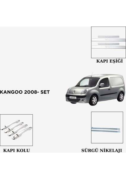 Kangoo 2008- Set Kapı Eşiği-Kapı Kolu-Sürgü Nikelajı