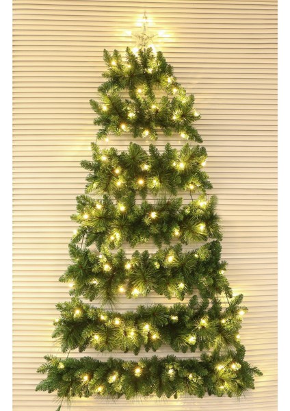 Duvara Monte Yılbaşı Ağacı 180 cm 486 Yoğun Dallı (Kendinden Led'li)