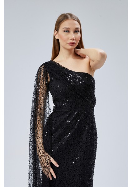 Tek Omuzlu Uzun Balık Abiye Elbise fırsatları