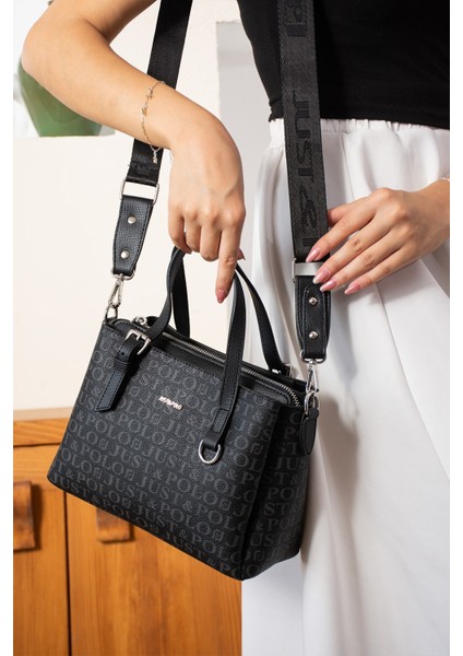 Kadın Suya Dayanıklı Ayarlanabilir Çapraz Askılı Nikel Aksesuar 4 Gözlü El ve Omuz Çantası NL3022