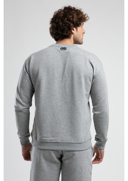 Eastsıde Gri Bisiklet Yaka Nakışlı Loose Fit Erkek Sweatshirt modelleri