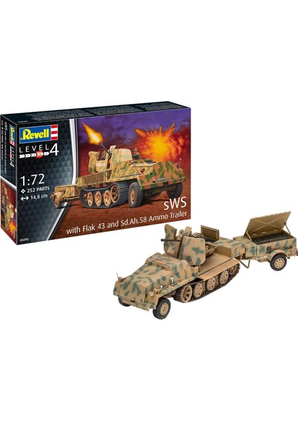 Sws With FLAK43 ve SD.AH58 Cephane Arabası Model Kit Askeri Araç