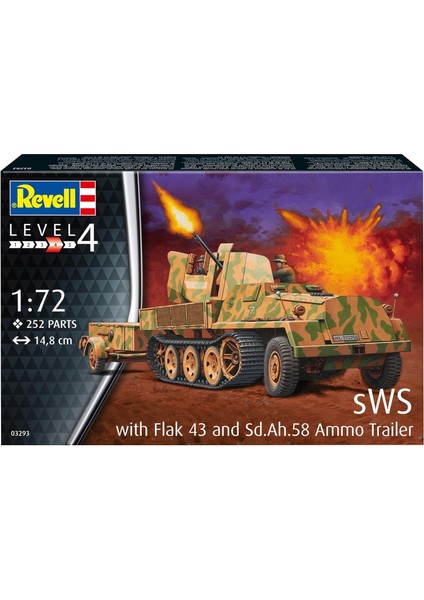 Sws With FLAK43 ve SD.AH58 Cephane Arabası Model Kit Askeri Araç