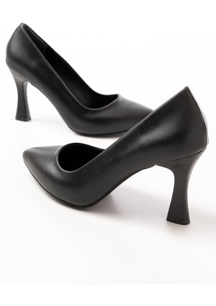 ST-001 Siyah Günlük 9 cm Topuklu Bayan Stiletto Ayakkabı