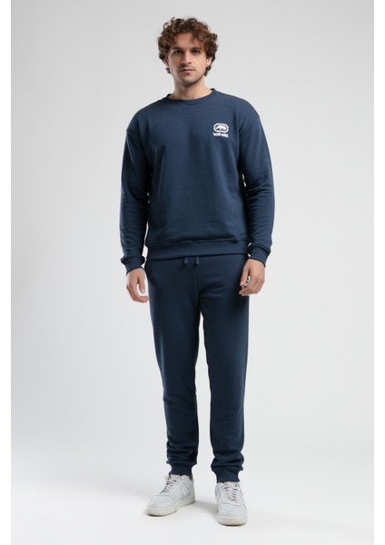 Eastsıde Lacivert Bisiklet Yaka Nakışlı Loose Fit Erkek Sweatshirt modelleri