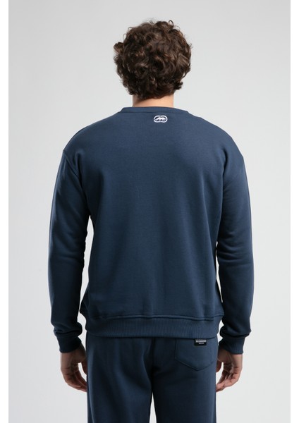 Eastsıde Lacivert Bisiklet Yaka Nakışlı Loose Fit Erkek Sweatshirt fırsatları
